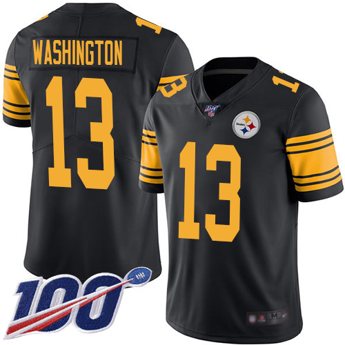 Men Pittsburgh Steelers Football #13 Limited Black James Washington 100th Season Rush Vapor Untouchable Nike NFL Jersey->women nfl jersey->Women Jersey